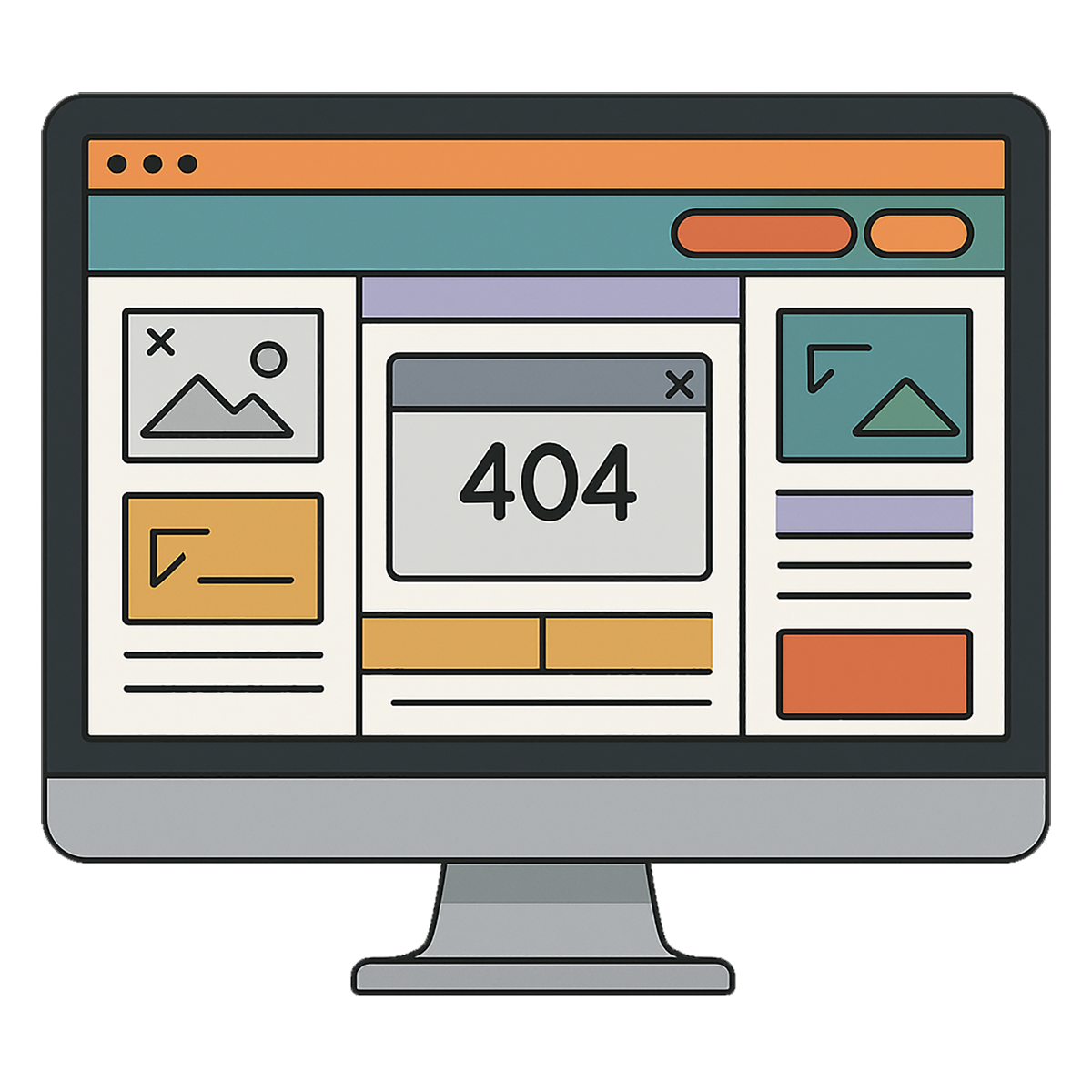 Broken Website Design Mockup Illustration